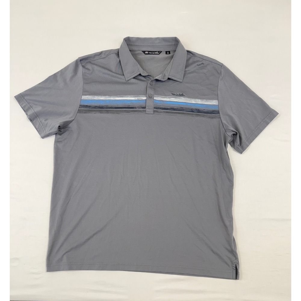 TravisMathew Mens XXL Polo Shirt Bundle 2 Pack Navy Blue Grey Striped Golf‎ Tops - Picture 8 of 14